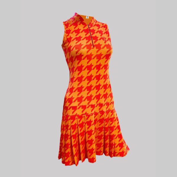 Itu Orange Houndstooth Dress