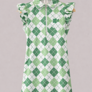 Itu Green Argyle Frill Shirt