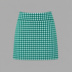 ITu Green/White Check A-Line Skort