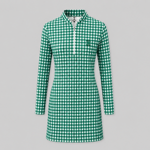 Itu Green White Check Long Sleeve Terri Dress