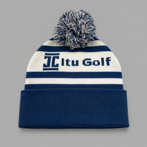 Itu Blue/White PomPom Beanie