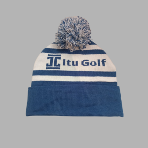Itu Blue/White Pom Pom Beanie
