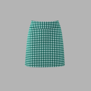 ITu Green/White Check A-Line Skort