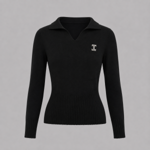 Itu Black Shibe V Collar Knitted Jersey