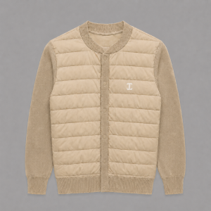 Itu Front Quilt Knitted Jacket Beige