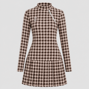 Itu Brown Square Argyle Joy Dress