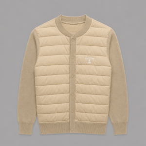 Itu Front Quilt Knitted Jacket Beige