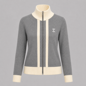 Itu Isobella Reglan Knitted Zipup Grey/Creme White