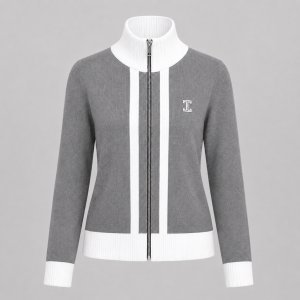 Itu Isobella Reglan Knitted Zipup Grey/White