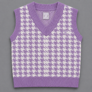 Itu Knitted Houndstooth Sleeveless Pullover Purple