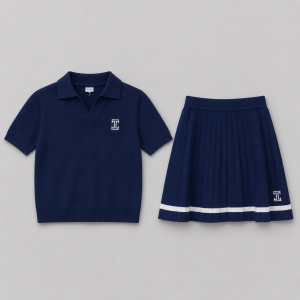 Itu Sesae Buttonless Knitted Set Navy